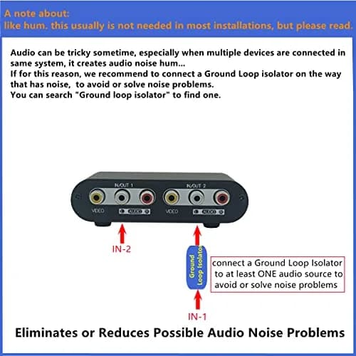 TENEALAY 2-Way AV Switch RCA Switcher 2 in 1 Out | Composite Video & Stereo Audio Selector Box thumbnail 6