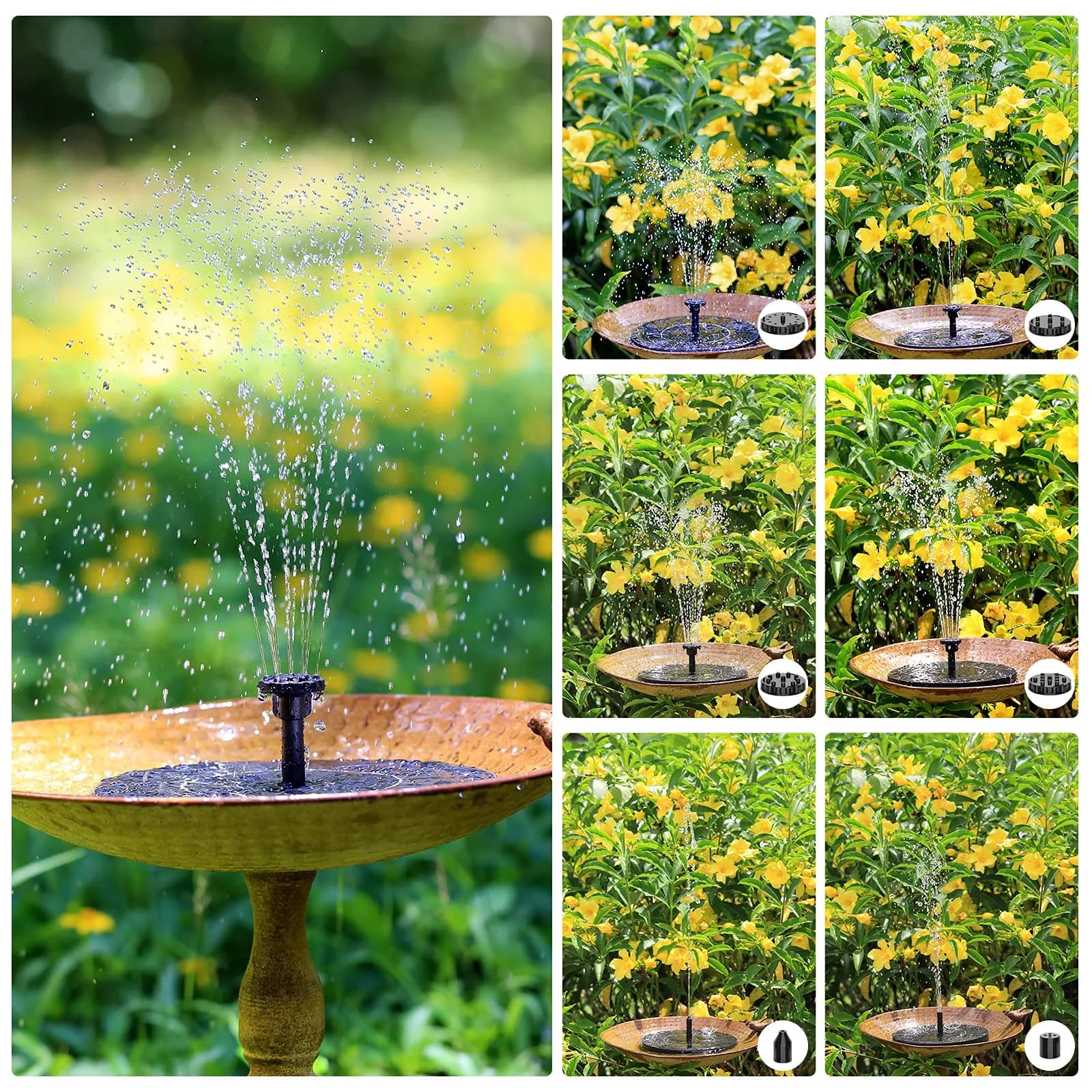 AISITIN 2.5W Solar Fountain for Bird Bath with 6 Nozzles, 2 Pack | 28" Max Water Height - view 5
