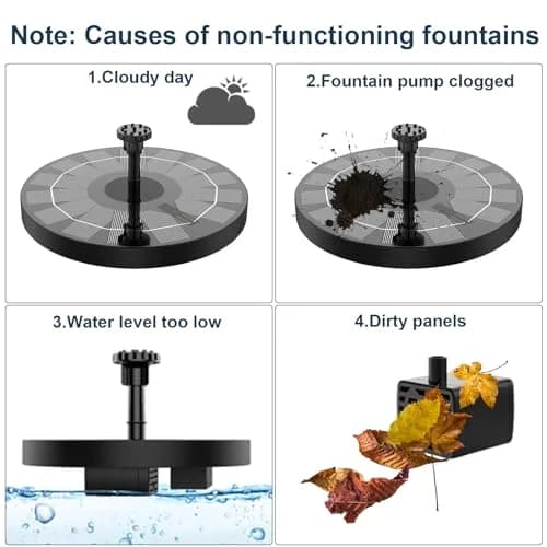 AISITIN 2.5W Solar Fountain for Bird Bath with 6 Nozzles, 2 Pack | 28" Max Water Height thumbnail 7