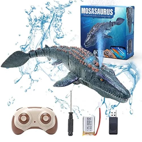fromeasy RC Dinosaur Toys for Kids 3-7 | Mosasaurus Diving RC Boat with Light & Spray Water thumbnail 1
