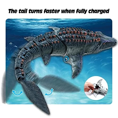 fromeasy RC Dinosaur Toys for Kids 3-7 | Mosasaurus Diving RC Boat with Light & Spray Water thumbnail 4