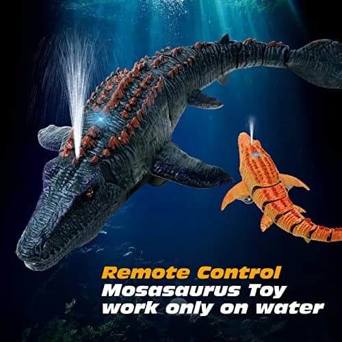 fromeasy RC Dinosaur Toys for Kids 3-7 | Mosasaurus Diving RC Boat with Light & Spray Water thumbnail 6