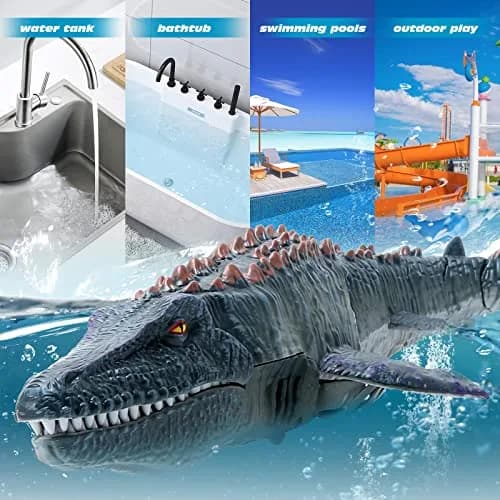 fromeasy RC Dinosaur Toys for Kids 3-7 | Mosasaurus Diving RC Boat with Light & Spray Water thumbnail 7