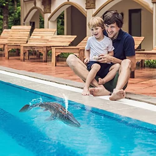 fromeasy RC Dinosaur Toys for Kids 3-7 | Mosasaurus Diving RC Boat with Light & Spray Water thumbnail 9