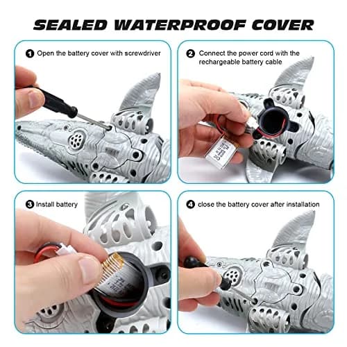 fromeasy RC Dinosaur Toys for Kids 3-7 | Mosasaurus Diving RC Boat with Light & Spray Water thumbnail 3