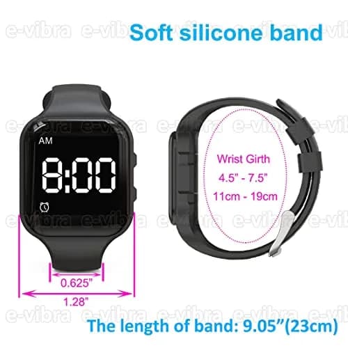 e-vibra Vibrating Alarm Watch for Potty Training, Water Resistant Medical Reminder Wristband with 15 Daily Alarms (Blue) thumbnail 4