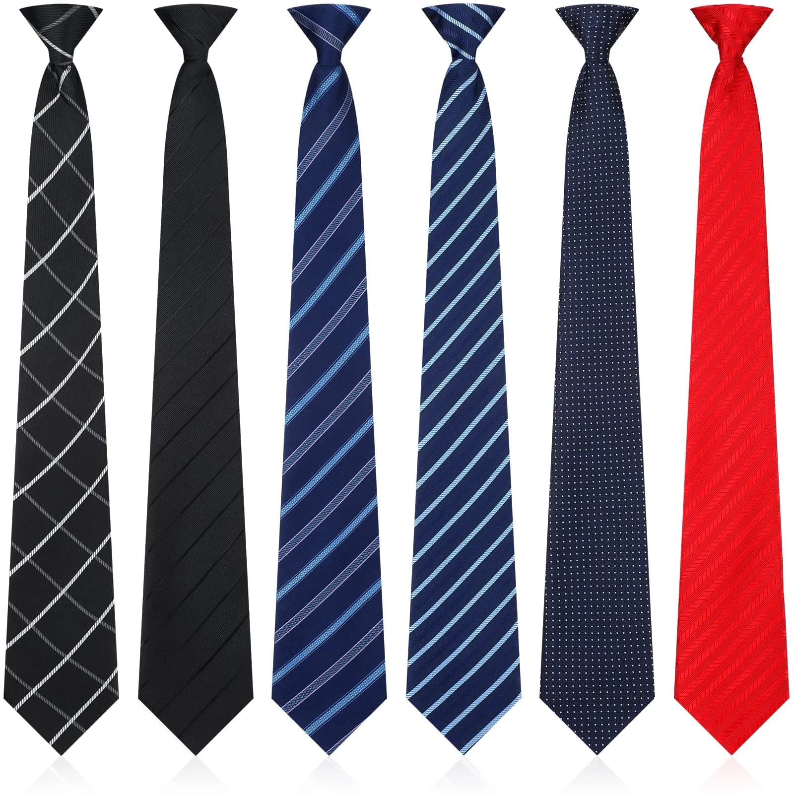 Janmercy 6 Pcs Clip on Tie for Men Necktie | Bright Style, Pretty Color, 51cm