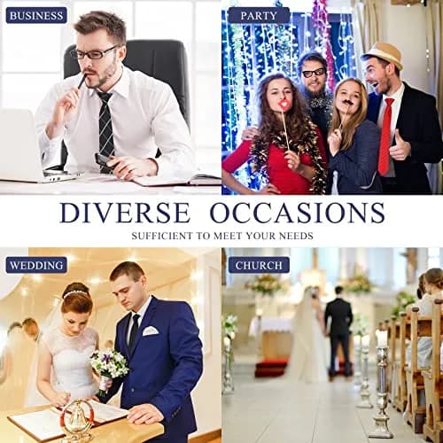 Janmercy 6 Pcs Clip on Tie for Men Necktie | Bright Style, Pretty Color, 51cm thumbnail 6