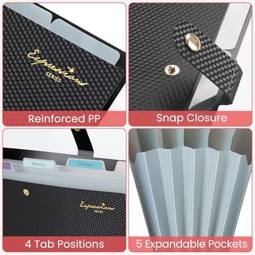 Sooez Expanding File Folder Letter Size Accordion Organizer 13 x 9.5 inches (33 x 24 cm) | 5 Pockets for Documents thumbnail 4