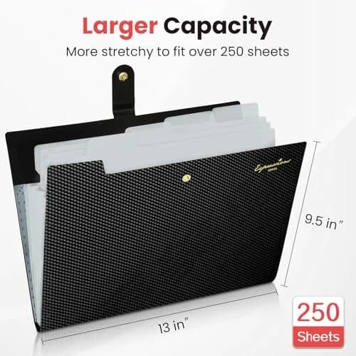 Sooez Expanding File Folder Letter Size Accordion Organizer 13 x 9.5 inches (33 x 24 cm) | 5 Pockets for Documents thumbnail 3