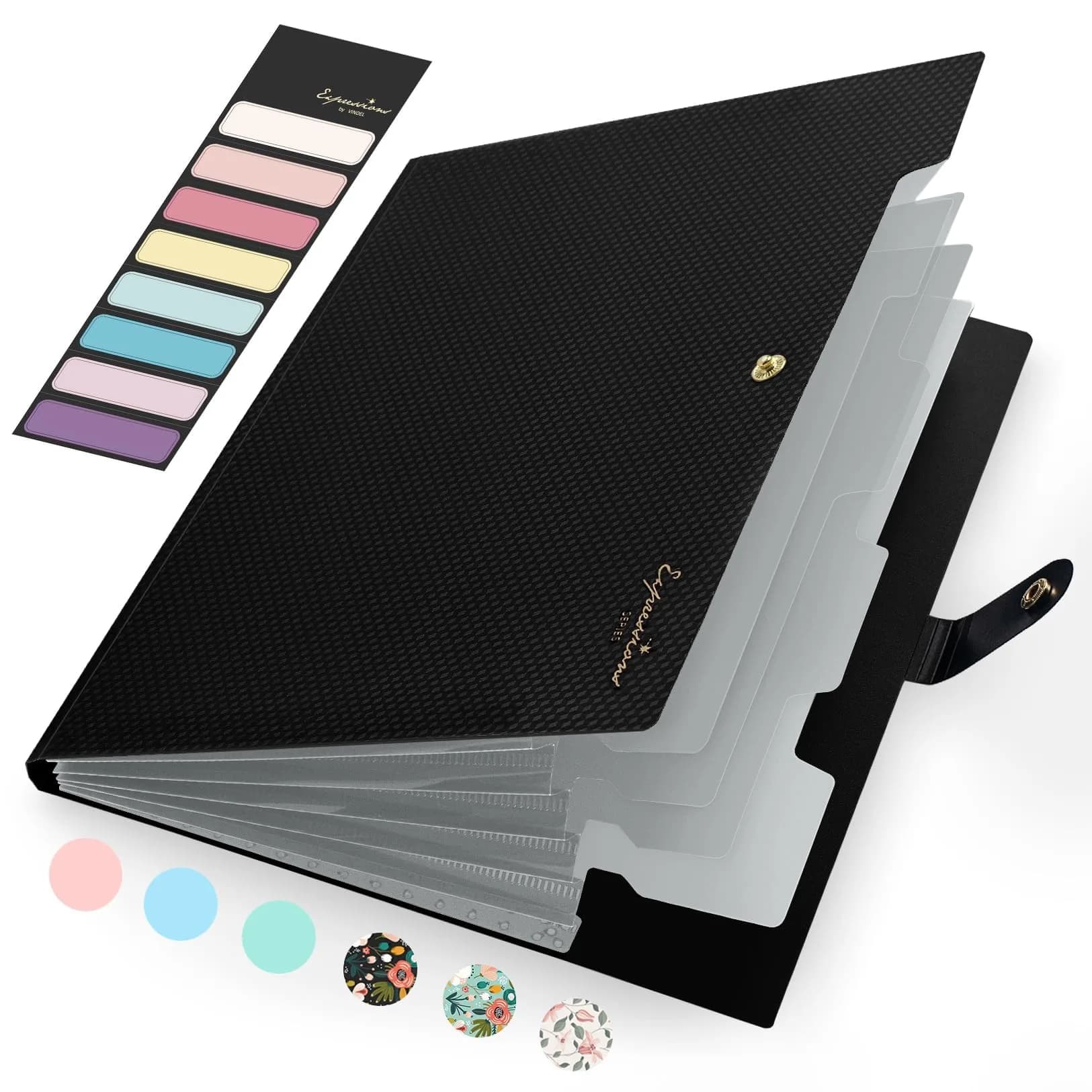 Sooez Dark Green Accordion File Organizer with Labels, Letter Size Expanding File Folder (5 Pocket) | Durable & Stylish for Office & School - main product image