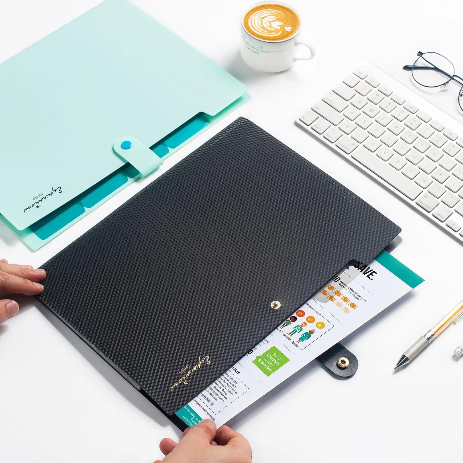 Sooez Grey Accordion File Organizer with 5 Pockets & Labels | Durable Document Holder for Office & School - view 6