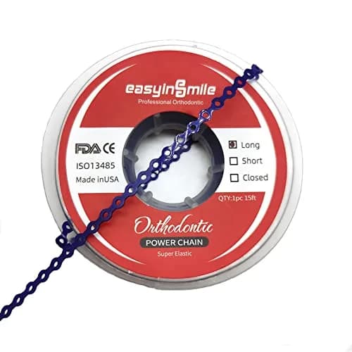 SNAWOP Dental Orthodontic Power Chain Long | Elastic Rubber Bands for Braces (15ft, Purple) thumbnail 1