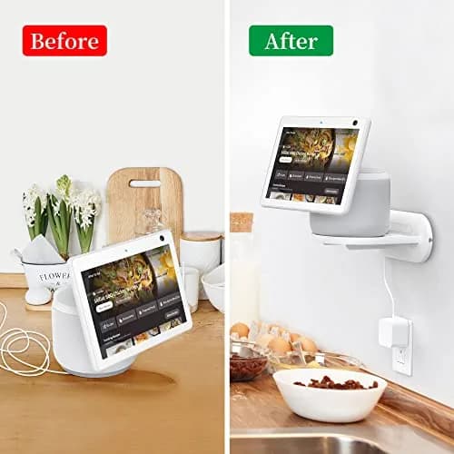 PlusAcc White Echo Show 10 3rd Gen Wall Mount Stand | Space Saving Alexa Accessories Bracket Shelf Holder (17.4cm x 21.9cm x 4.1cm) thumbnail 5