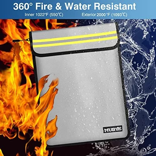 MUBYE Fireproof Waterproof Document Bag 39cm x 28cm (15"x 11") | Protects Valuables from Fire and Water thumbnail 4