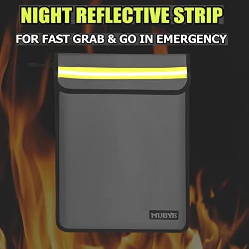 MUBYE Fireproof Waterproof Document Bag 39cm x 28cm (15"x 11") | Protects Valuables from Fire and Water thumbnail 2