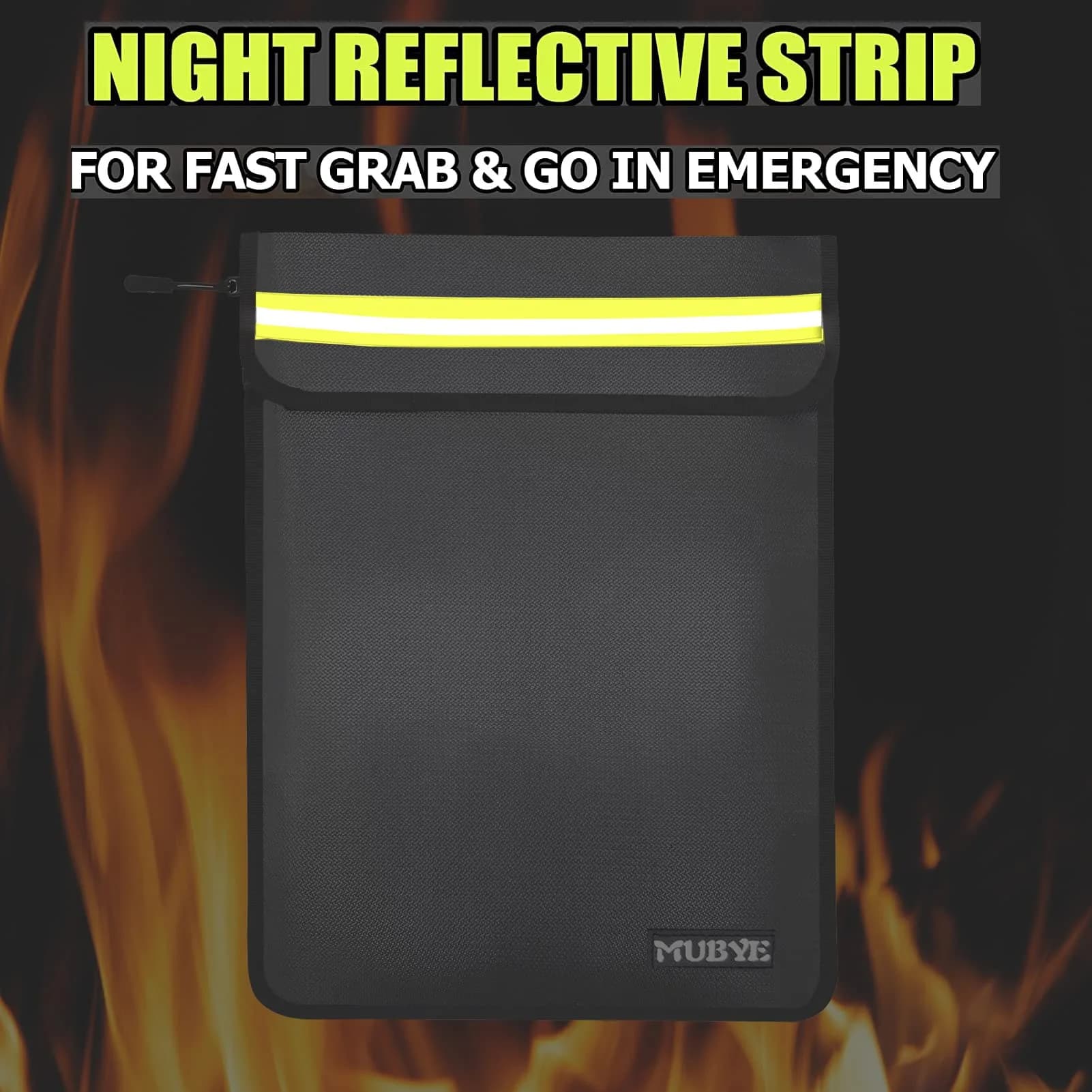 MUBYE Fireproof Waterproof Document Bag 43x28cm (15"x 11") | Protects Valuables from Fire & Water - view 2