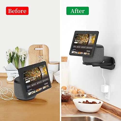 PlusAcc Echo Show 10 3rd Gen Wall Mount Stand Black | Space-Saving Alexa Accessories Bracket Shelf thumbnail 4