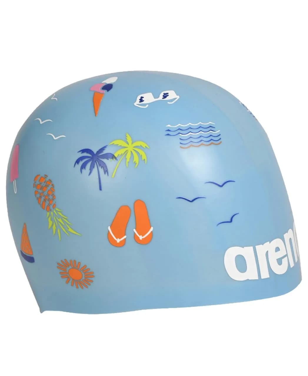 ARENA Unisex Adult Poolish Molded Silicone Swim Cap for Training and Racing | Wrinkle-Free, Durable, One Size — Beach Vibes