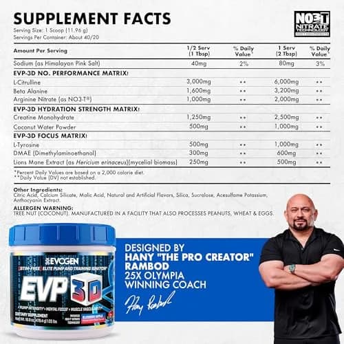 Evogen EVP 3D Stim-Free Pre-Workout Powder | Blueberry Apple | 40 Servings thumbnail 2