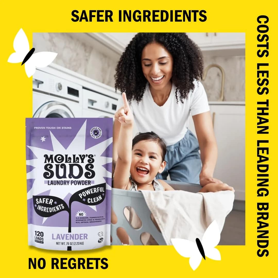 Molly's Suds Original Laundry Detergent Powder for Sensitive Skin, 120 Loads (Lavender) | Gentle Clean, Residue-Free Formula - view 3