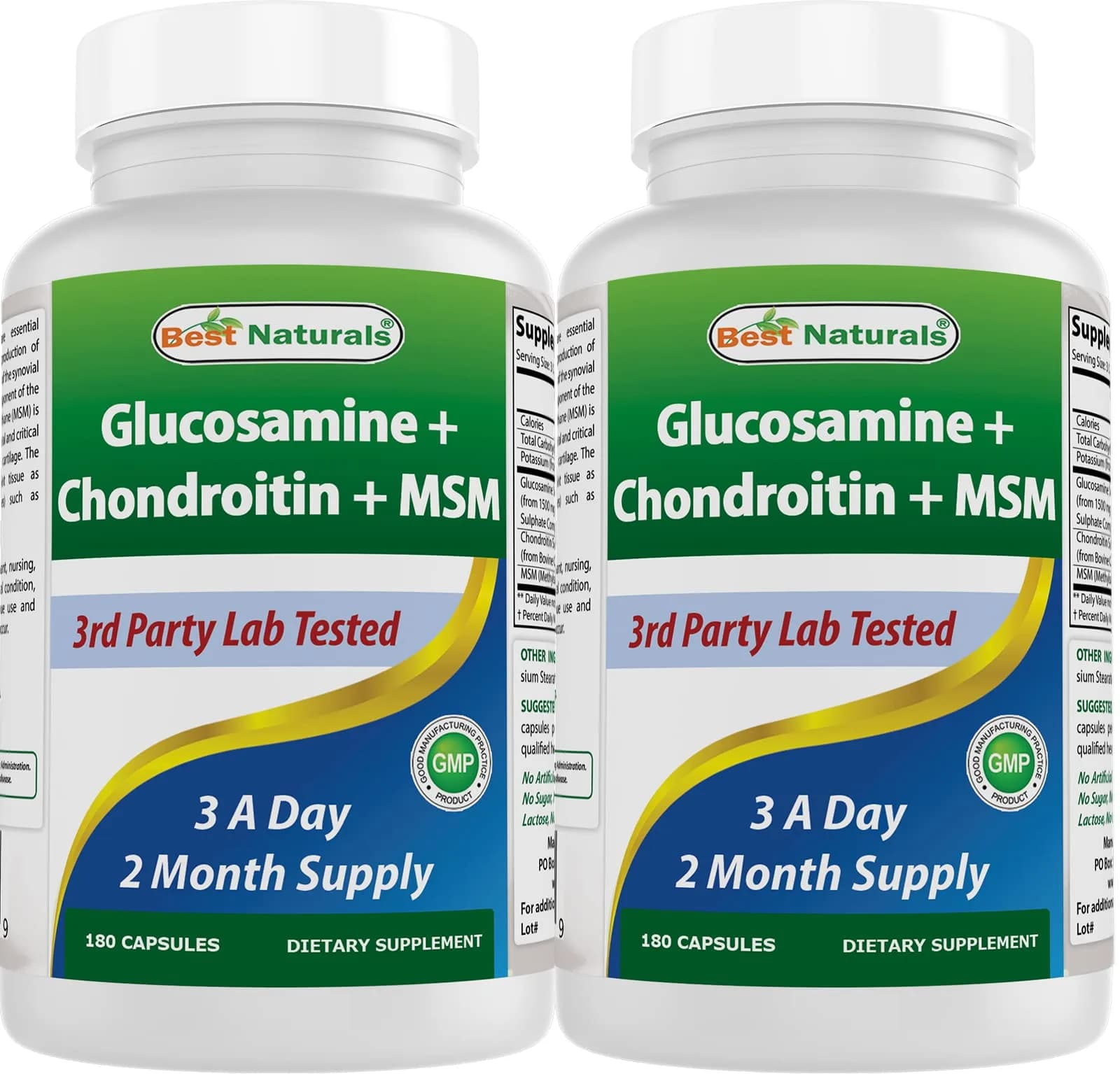 Best Naturals Glucosamine Chondroitin MSM Joint Supplements 360 Count | 2600 mg per Serving for Joint Support — Capsule