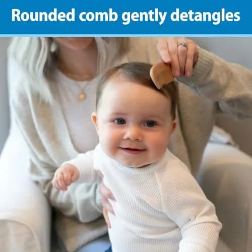 Dr. Brown's Soft and Safe Baby Brush + Comb Set | Natural Wood, Gentle Bristles for All Hair Types thumbnail 3