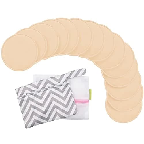 KeaBabies Reusable Nursing Pads for Breastfeeding (Bare Beige, 14-Pack, 12.2 cm) thumbnail 1