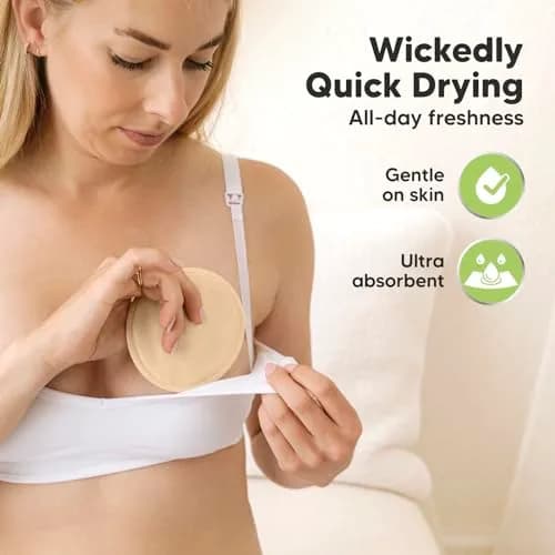 KeaBabies Reusable Nursing Pads for Breastfeeding (Bare Beige, 14-Pack, 12.2 cm) thumbnail 6