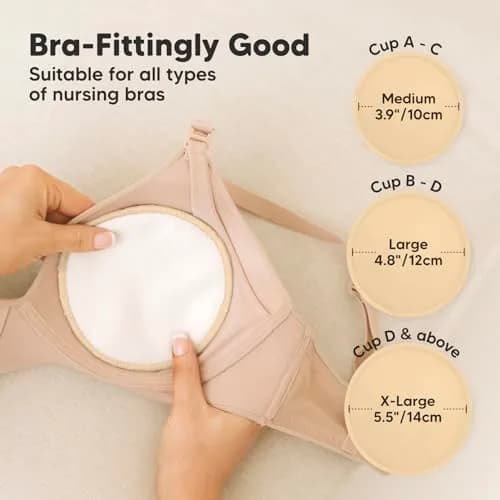 KeaBabies Reusable Nursing Pads for Breastfeeding (Bare Beige, 14-Pack, 12.2 cm) thumbnail 4