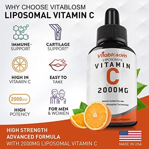 Vitablosom Liposomal Vitamin C 2000mg Liquid for Adults | High Absorption & Immune Support thumbnail 6