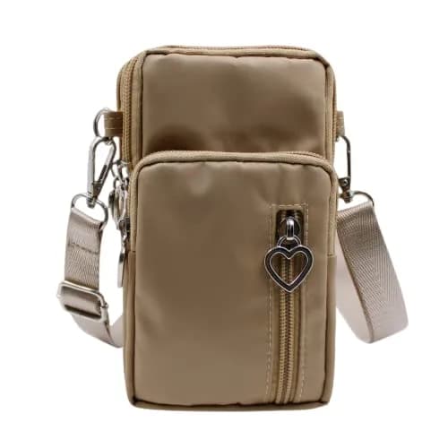JUMISEE 3-Layers Crossbody Bag Cellphone Pouch Armband Wallet Nylon Smartphone Purse (Khaki) | Water-Resistant, Adjustable Strap, Fits Most Phones thumbnail 1