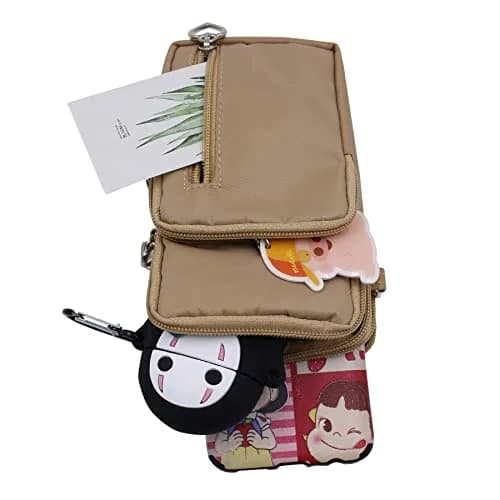 JUMISEE 3-Layers Crossbody Bag Cellphone Pouch Armband Wallet Nylon Smartphone Purse (Khaki) | Water-Resistant, Adjustable Strap, Fits Most Phones thumbnail 4