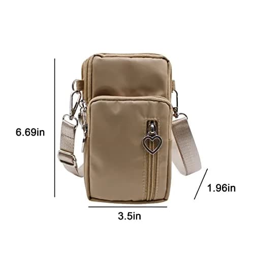 JUMISEE 3-Layers Crossbody Bag Cellphone Pouch Armband Wallet Nylon Smartphone Purse (Khaki) | Water-Resistant, Adjustable Strap, Fits Most Phones thumbnail 7