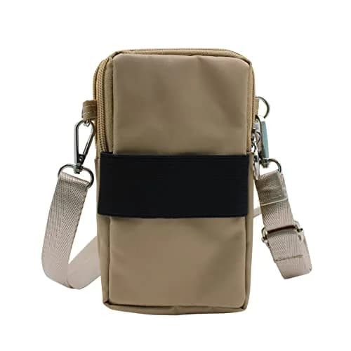 JUMISEE 3-Layers Crossbody Bag Cellphone Pouch Armband Wallet Nylon Smartphone Purse (Khaki) | Water-Resistant, Adjustable Strap, Fits Most Phones thumbnail 3