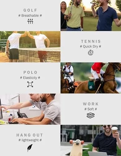 TELALEO Men's Polo Shirts Short Sleeve Golf T Shirt Performance Casual L | Moisture Wicking & Quick Dry thumbnail 6