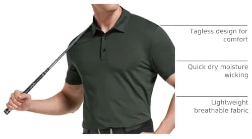 TELALEO Men's Polo Shirts Short Sleeve Golf T Shirt Performance Casual L | Moisture Wicking & Quick Dry thumbnail 4