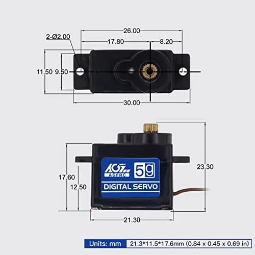 AGFRC High-Speed Sub-Micro RC Servo 8g 0.075s Metal Gear Digital Coreless for 1/28 RC Cars & Airplanes (2-Pack) thumbnail 4