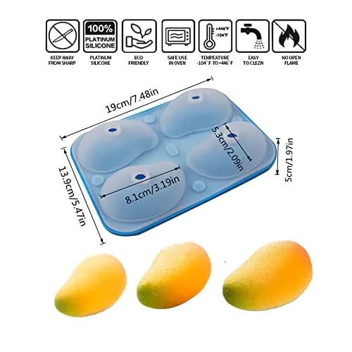 Montidey 4 Holes 3D Mango Shape Silicone Cake Mold 19.6cm (7.7in) | Food-Grade Baking & Dessert Tool thumbnail 6