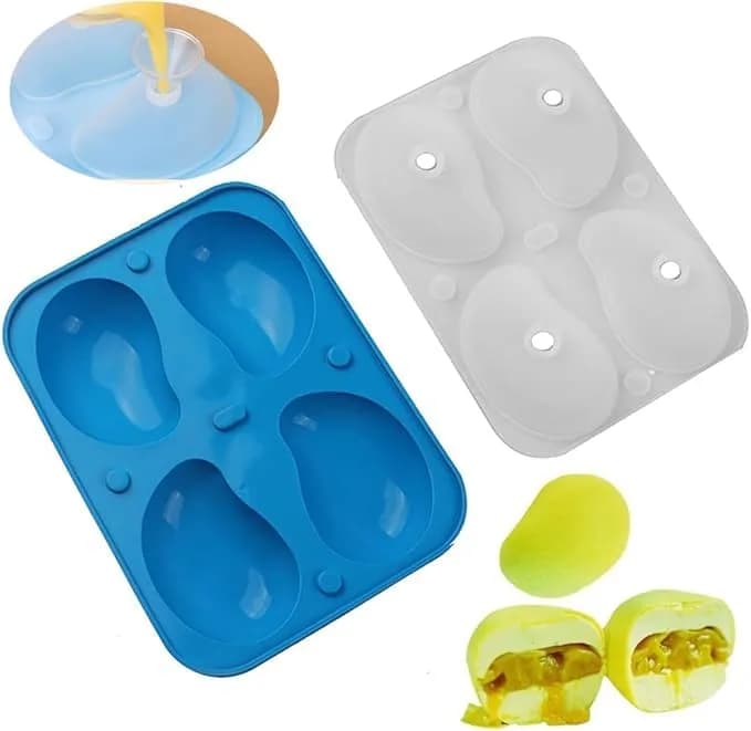 Montidey 4 Holes 3D Mango Shape Silicone Cake Mold 19.6cm (7.7in) | Food-Grade Baking & Dessert Tool thumbnail 4