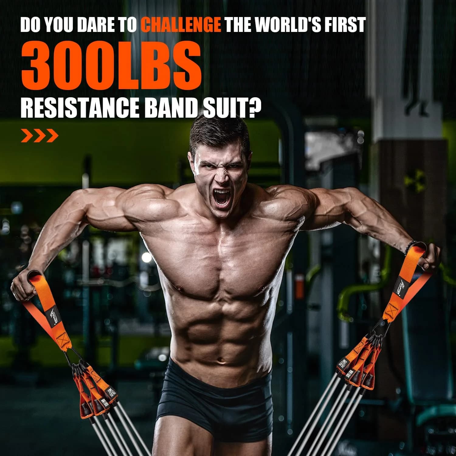 HPYGN Heavy Resistance Bands Set with Handles & Straps | 300LBS Max Tension, 6 Levels (25-75lbs) - view 2
