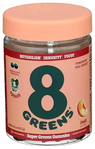 8G Daily Greens Gummies Peach 50 Count | Supports Metabolism, Immunity & Focus thumbnail 1