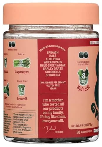 8G Daily Greens Gummies Peach 50 Count | Supports Metabolism, Immunity & Focus thumbnail 4