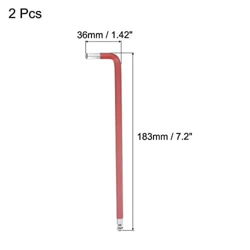 uxcell 6mm Ball End Hex Key Wrench L-Shaped Long Arm S2 Steel Repair Tool 183mm (7.2-inch) | Industrial Grade Durability thumbnail 2