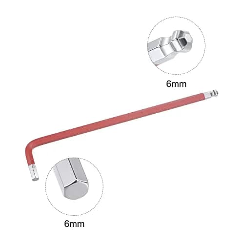 uxcell 6mm Ball End Hex Key Wrench L-Shaped Long Arm S2 Steel Repair Tool 183mm (7.2-inch) | Industrial Grade Durability thumbnail 3