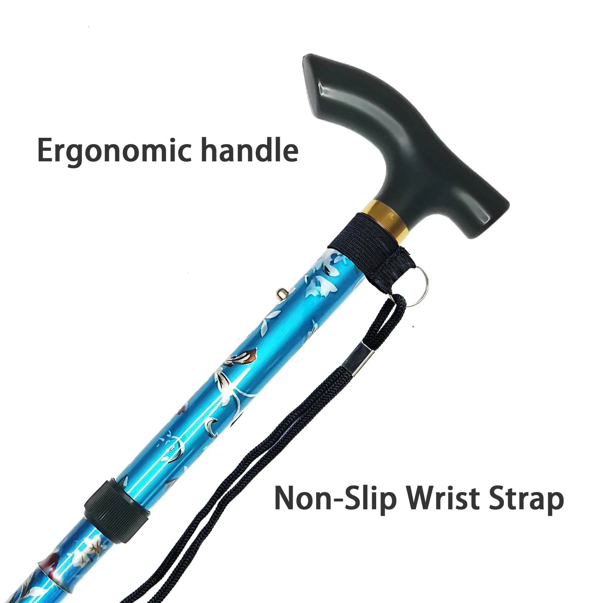 CLOKTA Folding Cane for Men and Women, Floral Blue | Adjustable 33-37 Inch Height, Lightweight Aluminum Walking Stick - view 5