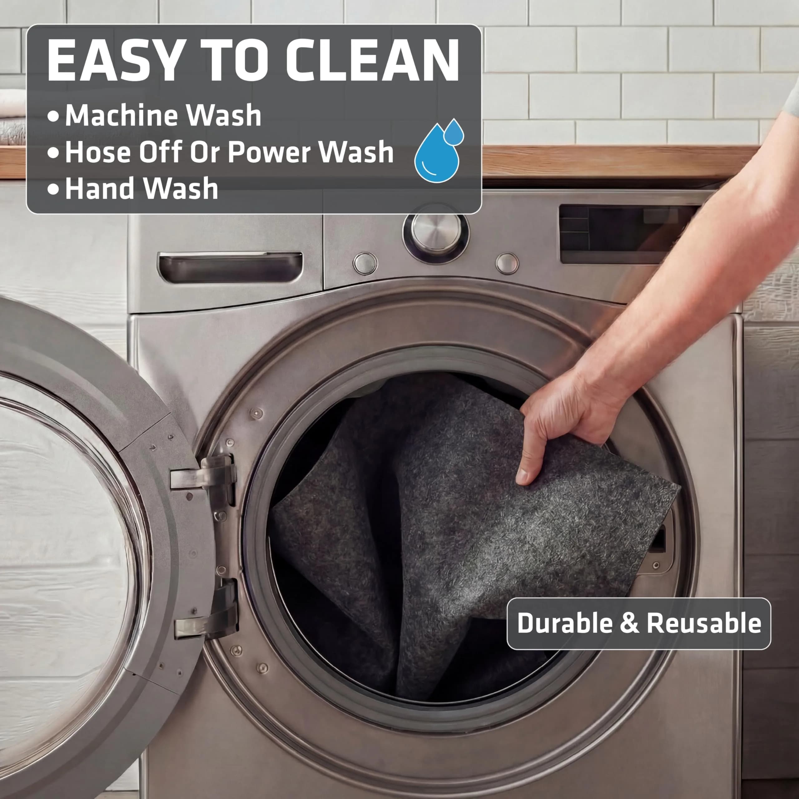 Drymate Washable Dog Pee Pads 74cm x 91cm (29"x36") | 2-Pack Charcoal Reusable Pet Training Potty Mats - view 8