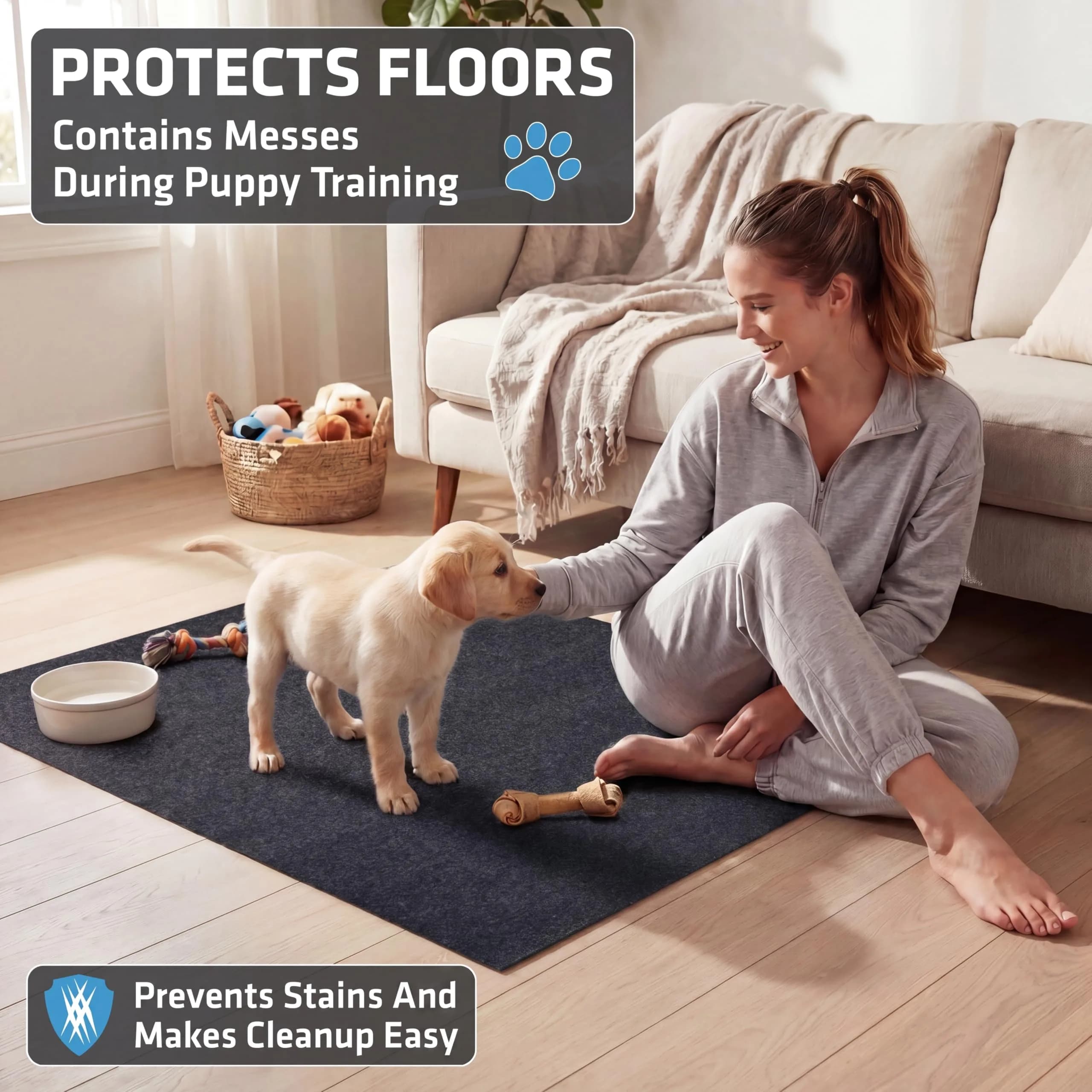 Drymate Washable Dog Pee Pads 74cm x 91cm (29"x36") | 2-Pack Charcoal Reusable Pet Training Potty Mats - view 2