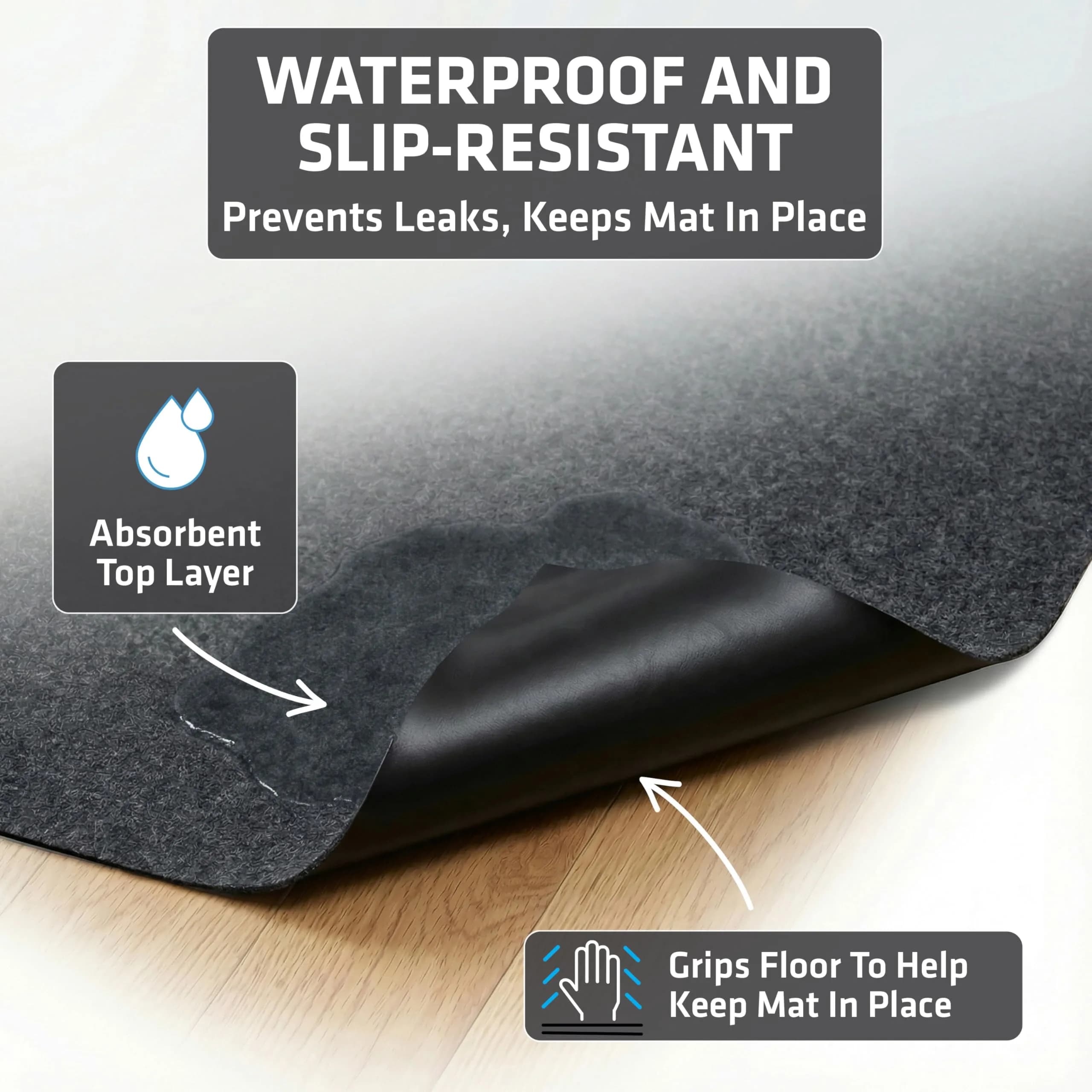 Drymate Washable Dog Pee Pads 74cm x 91cm (29"x36") | 2-Pack Charcoal Reusable Pet Training Potty Mats - view 3