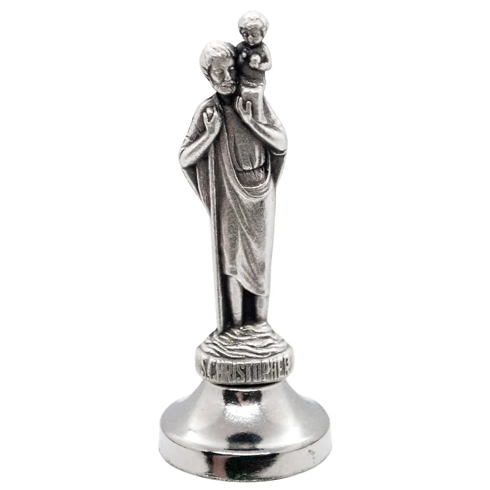 Village Gift Importers Silver Figurine | Classic Christian Saint Statue | Made in Italy | Car Dashboard Decor - main product image